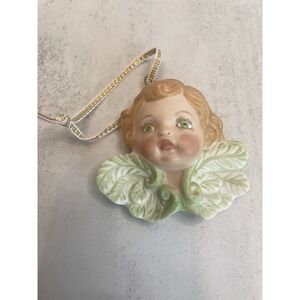 Vtg Ceramic Angel Head Ornament